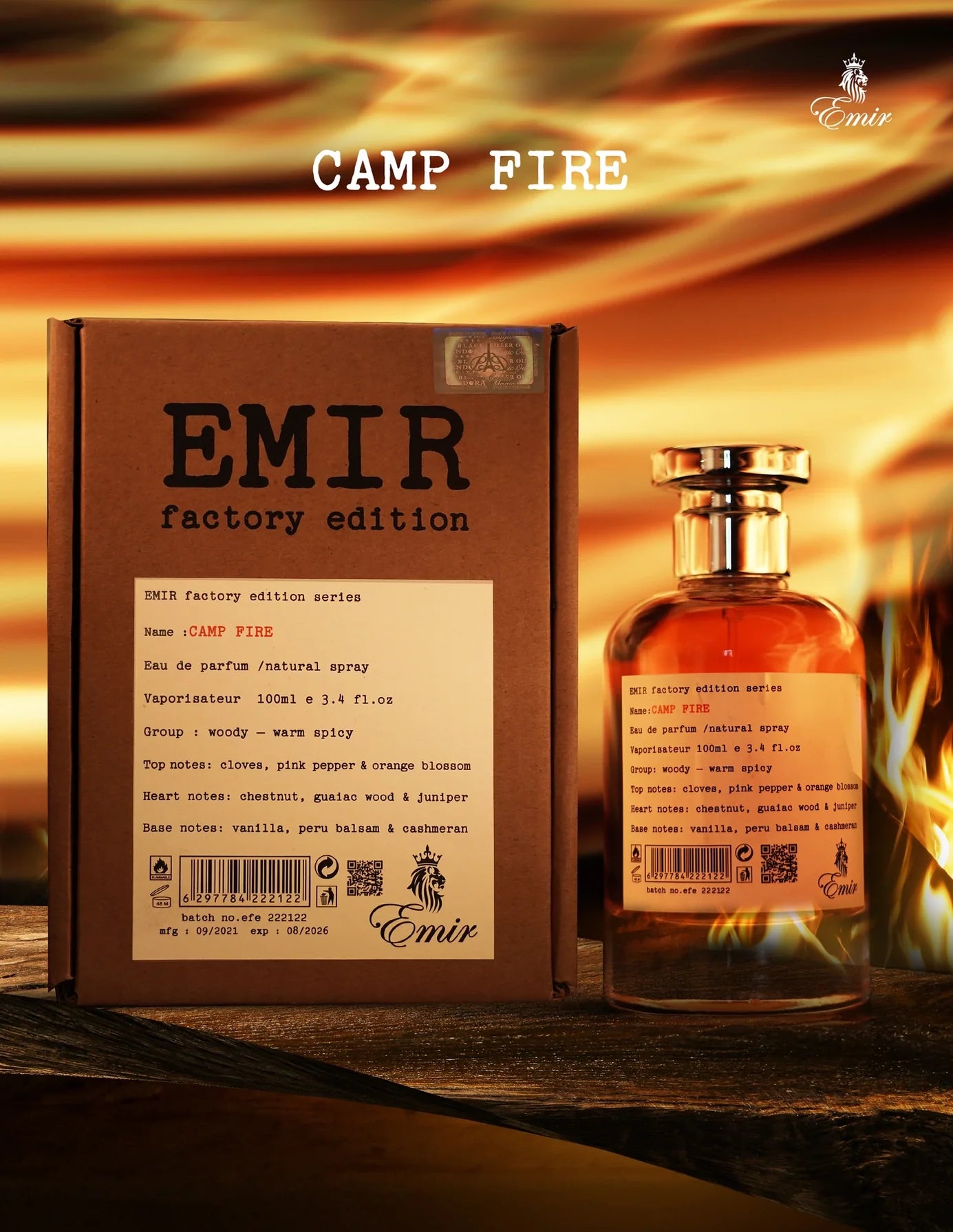 Camp fire - Emir - 1000 ML - Eau de Parfum - Dupe van By the Fireplace Maison Martin Margielaz